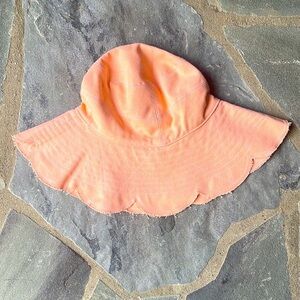 Anthropologie-Reversible Flower Canvas Bucket Hat- Peachy Orange